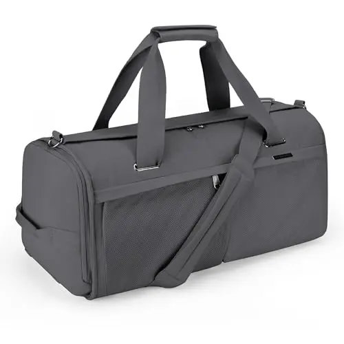 YOUNGOA Damen Sporttasche 45L mit Schuhfach und Nassfach, Grau