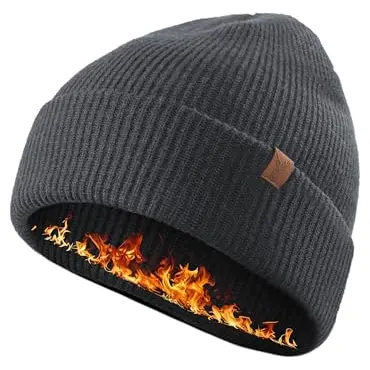 TRENDOUX Wollmütze Damen und Herren, Thermobeanie, atmungsaktiv, bequem und warm für Winter, Dunkelgrau