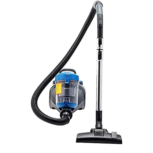 Amazon Basics Zylinder-Staubsauger, kompakt, leistungsstark, ohne Beutel, für Hart- und Teppichböden, Schwarz/Blau