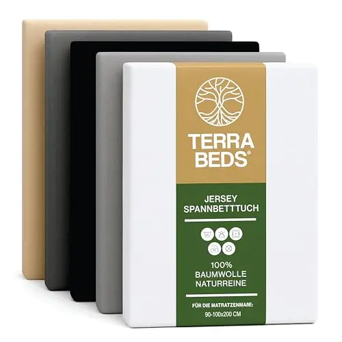 Terra Beds Premium Spannbettlaken 90x200cm – 100% Baumwolle in 10 Farben