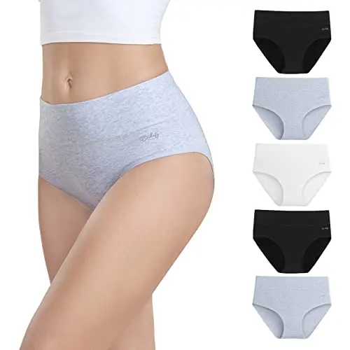 anqier Damen Unterhosen 5er Pack Hohe Taille Baumwolle Atmungsaktive Panties