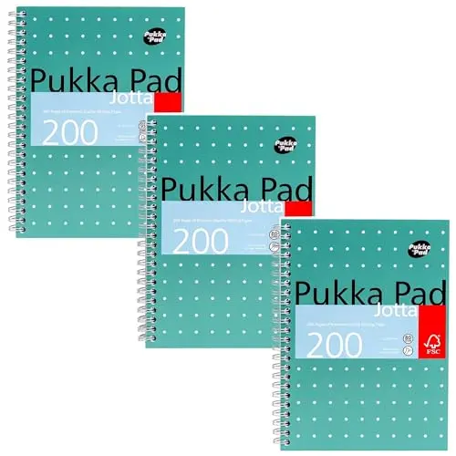 Pukka Pad A5 Metallic Jotta Notizbuch 3er-Pack – 15 x 21 cm – Grün, 200 Seiten