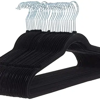 Amazon Basics Samtbügel für Anzüge, 30 Stück, Schwarz