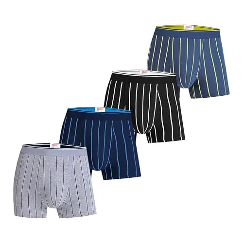 Trendy Boy 4er-Pack Herren Baumwoll-Trunks, Regular Fit, Bequem, Atmungsaktiv, Alltag