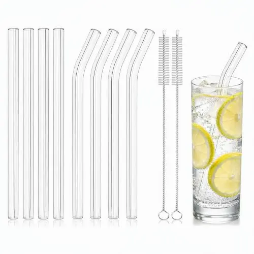 10er Set Glasstrohhalme, wiederverwendbar