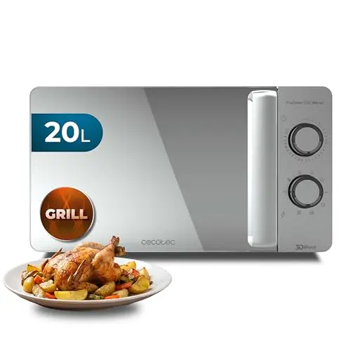 Cecotec Mikrowelle Proclean 3160 Mirror Wave mit Grill, 20L, 700 W