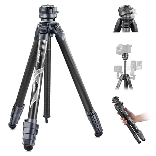 NEEWER LITETRIP LT32 62" Reisestativ aus Kohlefaser mit 360° Panoramakopf und Schnellverschluss, kompatibel mit Peak Design