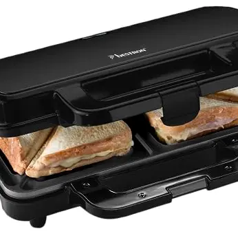 Bestron XL Sandwichmaker für 2 Sandwiches, Antihaftbeschichtung, mit Temperaturregelung, Schwarz