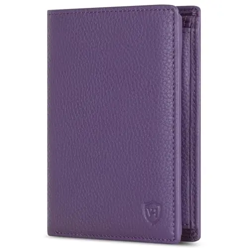 VON HEESEN Leder Geldbörse mit RFID-Schutz – Damen & Herren, Brieftasche, Wallet, Violet