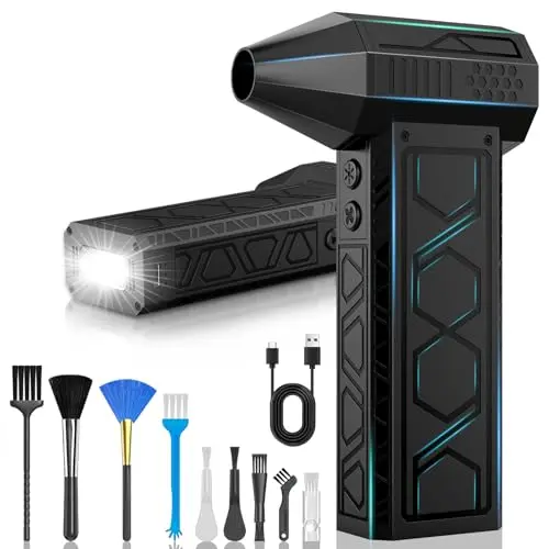 Elektrischer Luft-Staubwedel mit Taschenlampe und Turbo-Lüfter, 180.000 U/min