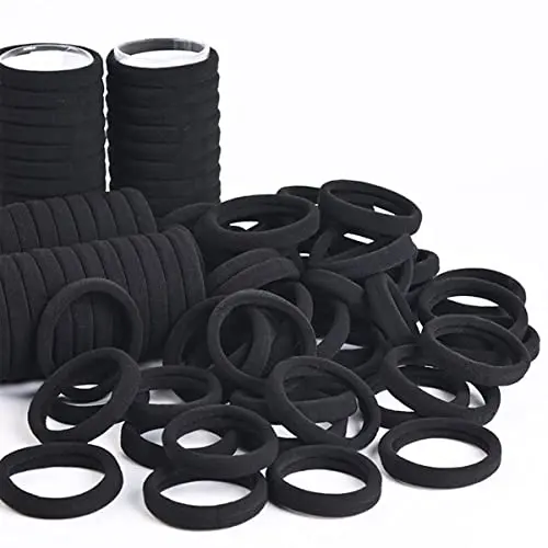 50 elastische Haargummis für dickes Haar - Schwarz