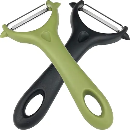 BELSVOR 2er Set Sparschäler aus Edelstahl - Schwarz und Grün, ideal für Obst und Gemüse