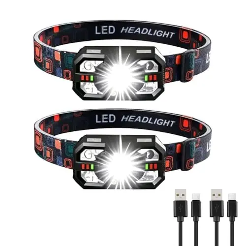 Hn2ogax Wiederaufladbare Kopflampe, 2er Pack, Super Helle LED, Wasserdicht für Outdoor-Aktivitäten, Verstellbar für Erwachsene und Kinder