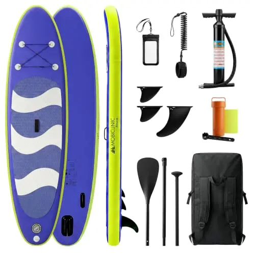 Mobiclinic® Stand-Up-Paddleboard mit Zubehör, 315 × 78 × 15 cm, Blau und Grün