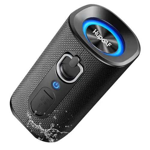 Hupoaf Bluetooth Lautsprecher mit Licht, 15W Musikbox, IPX7 wasserdicht, 30 Std. Akku, kabelloses Stereo-Pairing für Outdoor, Sport und Partys