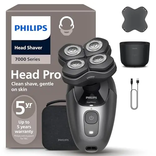 PHILIPS Pro Series 7000 Head Shaver – Glatzenrasierer für Männer und Frauen mit komfortablem 360°-Scherkopf