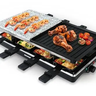 GOURMETmaxx 2-in-1 Raclette Set für 8 Personen | Raclette mit Stein- und Aluminiumplatte