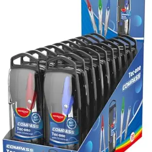 KEYROAD Zirkel mit komfortablem Griff, ergonomisches Design, Kunststoffgehäuse, für Schüler, mit Zusatzminen, 3 Farben, 20 Stück pro Packung