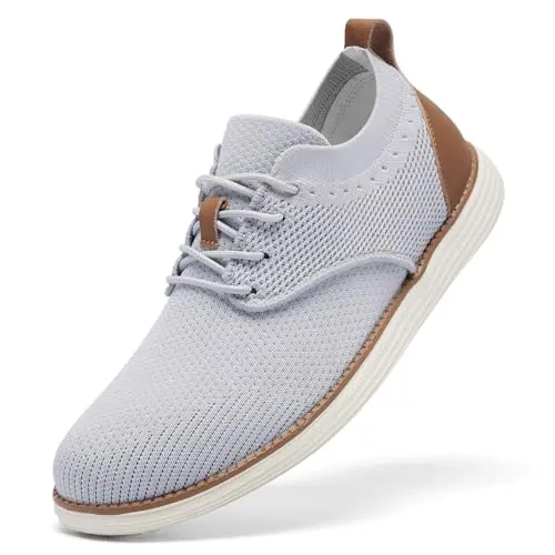SHULOOK Herren Atmungsaktive Sneakers Leichte Oxfords Sommer Schuhe (Hellgrau, Größe 45.5)