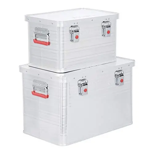 STIER Alubox Set 30L & 65L - Stapelbare Transportkisten mit Gummidichtung und Klapphandgriffen