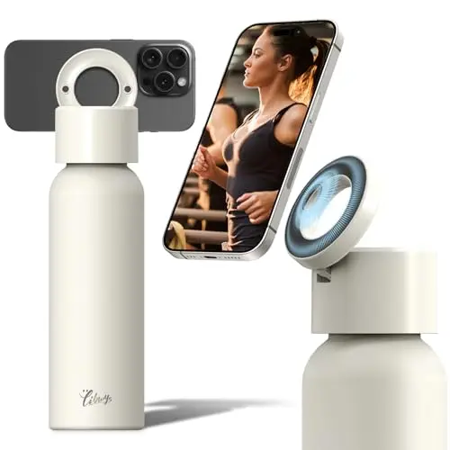 LIBWYS 750ml Edelstahl Thermosflasche mit Magnetischer Ständer - Isolierte Trinkflasche für Sport und Outdoor, Weiß