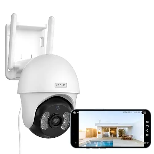 XIAOVV 4MP Außenüberwachungskamera, Dualband-WLAN, 360° Sicht, wetterfest, Sirenenalarm, AI-Erkennung