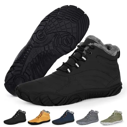 RUYI Barfußschuhe für Winter - Warm & Wasserabweisend, rutschfeste Sohle & breite Zehenbox für Damen und Herren