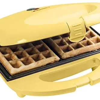 Bestron Waffeleisen im Retro Design für 2 Belgische Waffeln, 700 W, Gelb