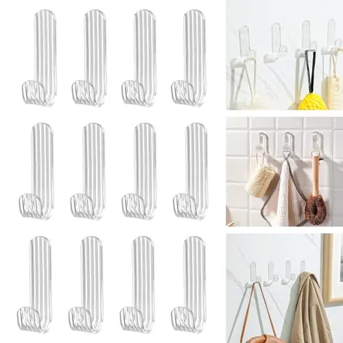 HAOXYO 12 Stück Selbstklebende Haken, Modernes Design für Dusche, Küche, Wohnzimmer & Büro