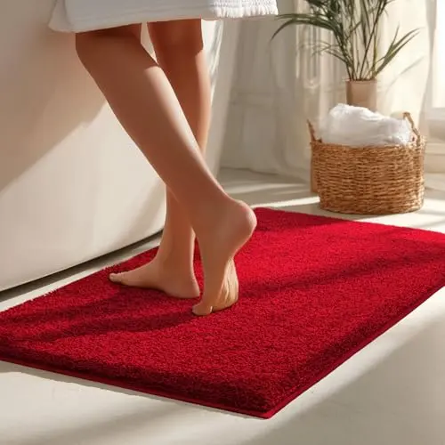 Floordirekt Badematte NASA Rot 50 x 80 cm - weiche, langlebige und pflegeleichte Badvorlage