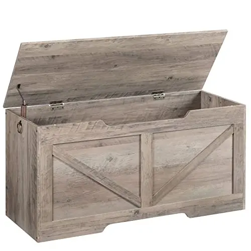 HOOBRO Sitzbank mit Stauraum, Aufbewahrungsbox für Kinder und Wohnzimmer, 100 cm, Grège