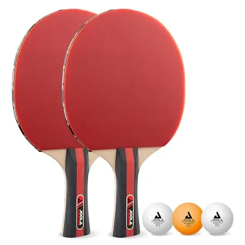 JOOLA Tischtennis Set Rosskopf - 2 Schläger + 3 Bälle, rot/schwarz