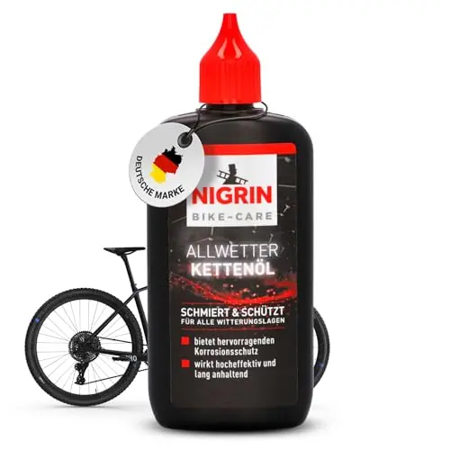 NIGRIN BIKE-CARE Allwetter-Kettenöl 100 ml - Verringert Reibung für leichtläufige Fahrradketten