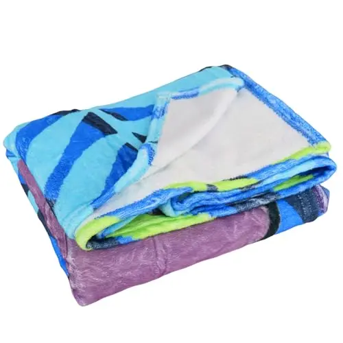 Niedliche Cartoon Fleece-Decke - Weiche und warme Kinderdecke für Sofa und Bett (Blau)