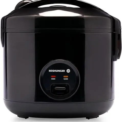 REISHUNGER Reiskocher & Dampfgarer - 1,2 L, Schwarz - Für 1-6 Personen - Mit Warmhaltefunktion & Zubehör
