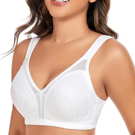 Curyon Minimizer BH Damen ohne Bügel, Vollschalen, starker Halt, große Größen, bügellos, klassisch, Weiß, 90D