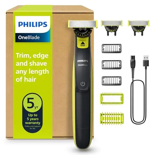Philips OneBlade 360 Face & Body - Elektrischer Bartschneider und Rasierer mit 3 Klingen und 5 Trimmaufsätzen