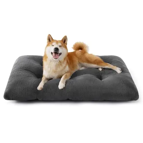 BEDSURE Groß Hundebett 89x58x8cm Grau, Waschbar, Beruhigende Hundematratze