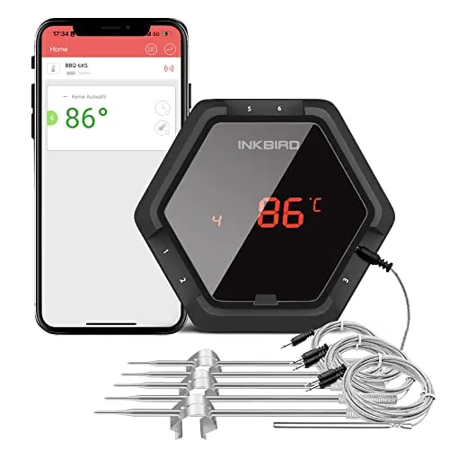 Inkbird IBT-6XS Grillthermometer mit 6 Sonden, Magnetisch und Bluetooth für BBQ und Backofen