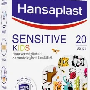 Hansaplast Kinderpflaster Sensitive (20 Strips) mit niedlichen Tiermotiven - Schmerzloses Wundpflaster Set