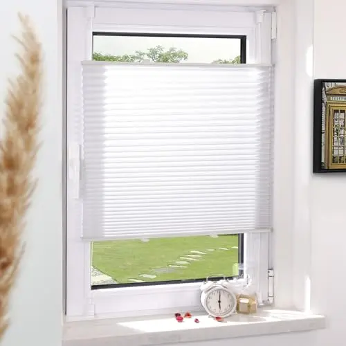 Grandekor Plissee Klemmfix ohne Bohren 80x230cm, lichtdurchlässig & blickdicht, Fensterrollo & Sichtschutz