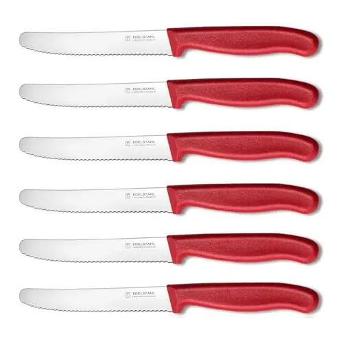 targzier Tomatenmesser 6 Stück - Hochwertige Brotzeitmesser mit Kunststoffgriff, rostfreier Stahl, extra scharf, spülmaschinenfest