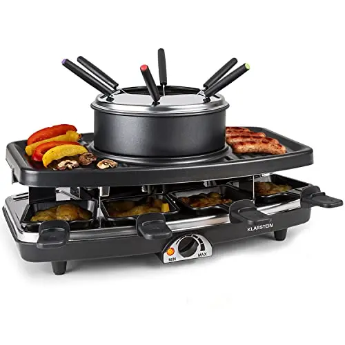 Klarstein 3-in-1 Raclette Fondue Grill, 1100W für 8 Personen