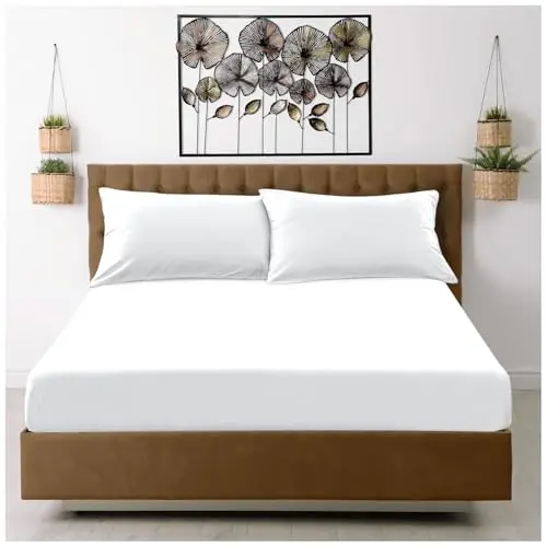 Einfarbiges Spannbettlaken für Einzelbett, 91 x 193 cm, Mikrofaser, Weiß