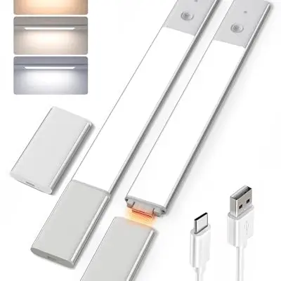 EZVALO Kabellose Schrankbeleuchtung 38CM - LED Unterbauleuchte mit 3 Farbtemperaturen und Dimmfunktion (2 Stück)
