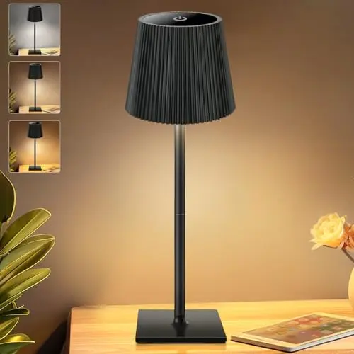 Riokko Kabellose LED Tischleuchte - Dimmbar, 3 Farbtemperaturen, Akku 5200mAh, IP54, USB-C - Ideal für Nacht- und Esstisch