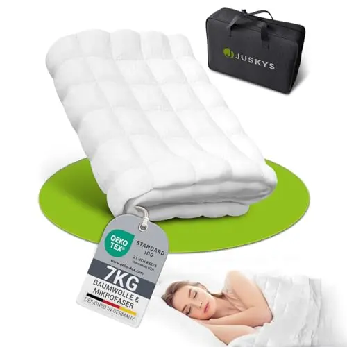 Juskys Gewichtsdecke 135x200 – 7 kg Anti-Stress-Therapiedecke für besseren Schlaf