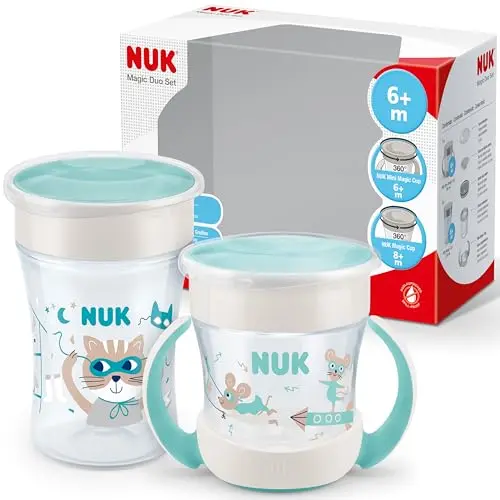 NUK Magic Cup & Mini Magic Cup Trinklernbecher, Duo-Set | 360°-Trinkrand | Auslaufsicher | BPA-frei | Mint