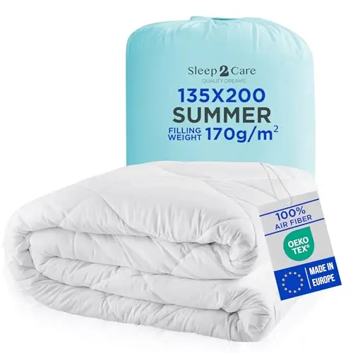 Sleep2Care Sommerdecke 135x200 cm | Leichte Bettdecke für warme Nächte | Atmungsaktiv & Waschbar | Öko-Tex Zertifiziert