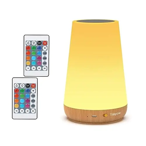 Taipow Nachttischlampe für Kinder – Dimmbar, Farbwechsel mit USB und Fernbedienung, kabellos für Schlafzimmer und Kinderzimmer